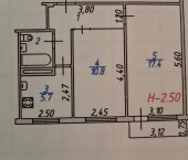2-комн, 42.7кв м, этаж 5/5 Мякишева ул, 3