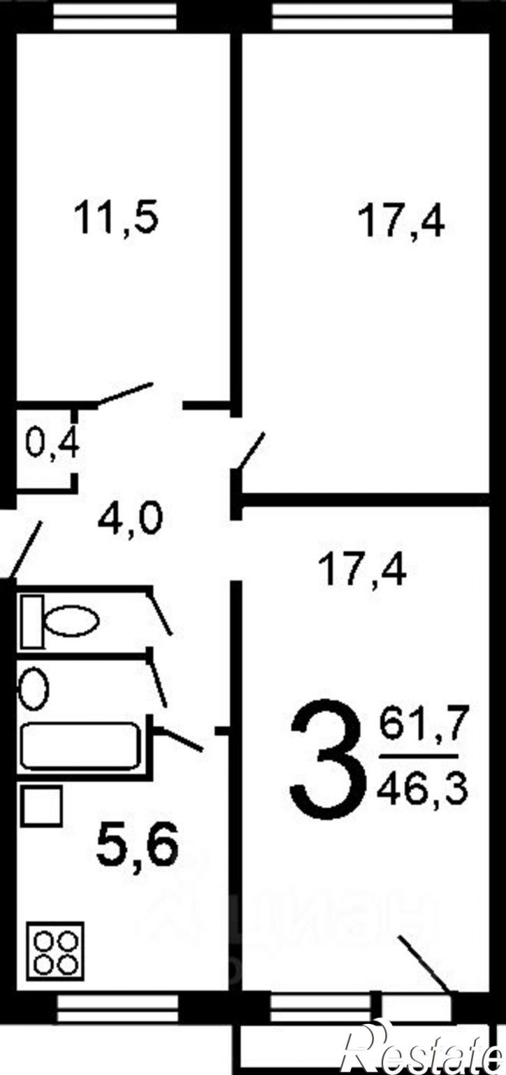 3-комн квартира